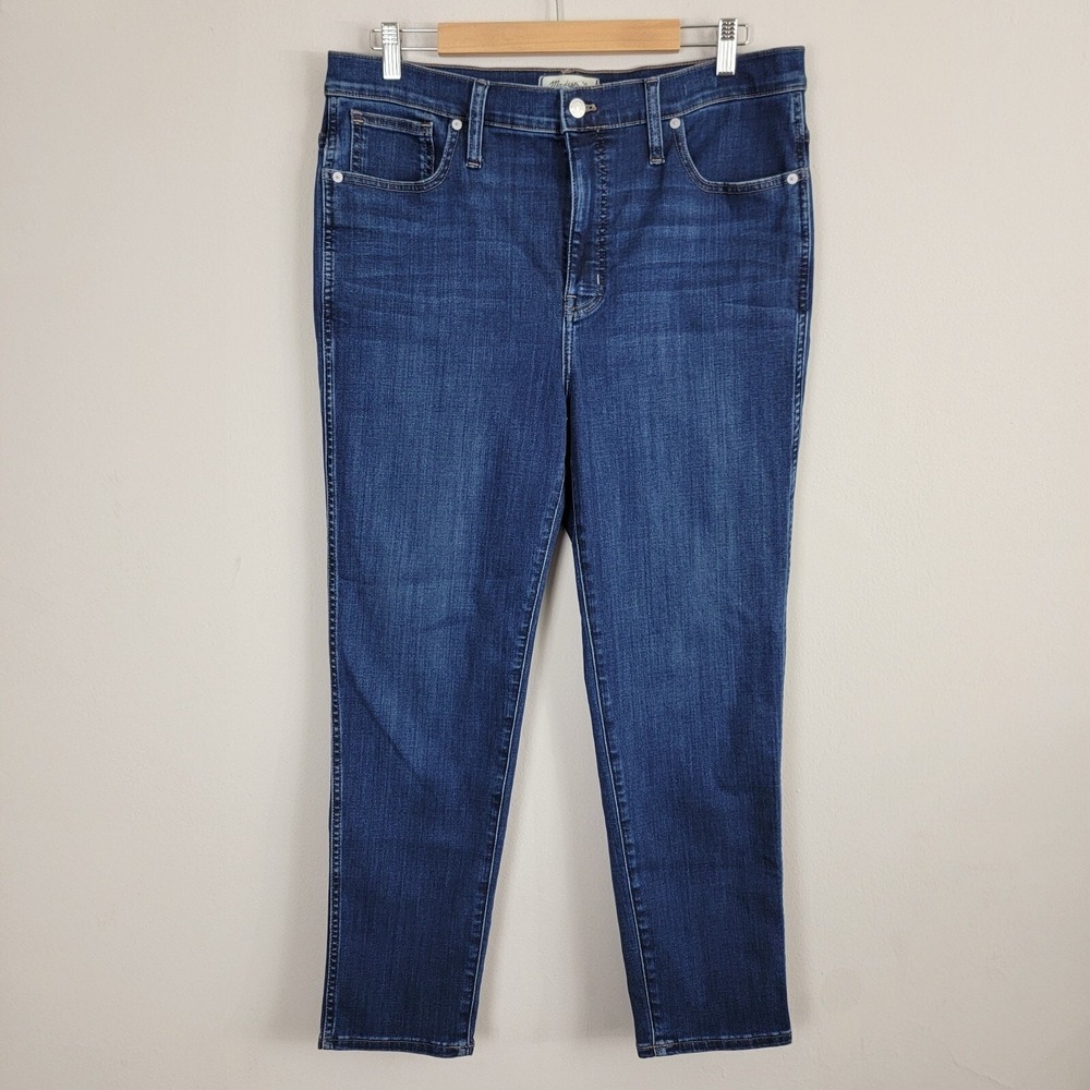 Madewell Jeans Womens 32 Blue Denim Stovepipe Flat Front High Rise Skinny Leg